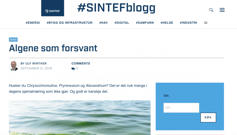 For åtte måneder advarte siden han mot giftig algeoppblomstring: &laquo;At det ikke har skjedd på 25 år, må nesten regnes som en kuriositet.&raquo;