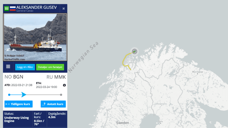 Fôrbåten endrer destinasjon – går mot Murmansk